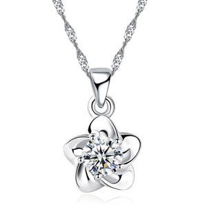 💎 NEW ❤️ Flower Rose Elegant 925 Sterling Silver Chain Necklace Cute